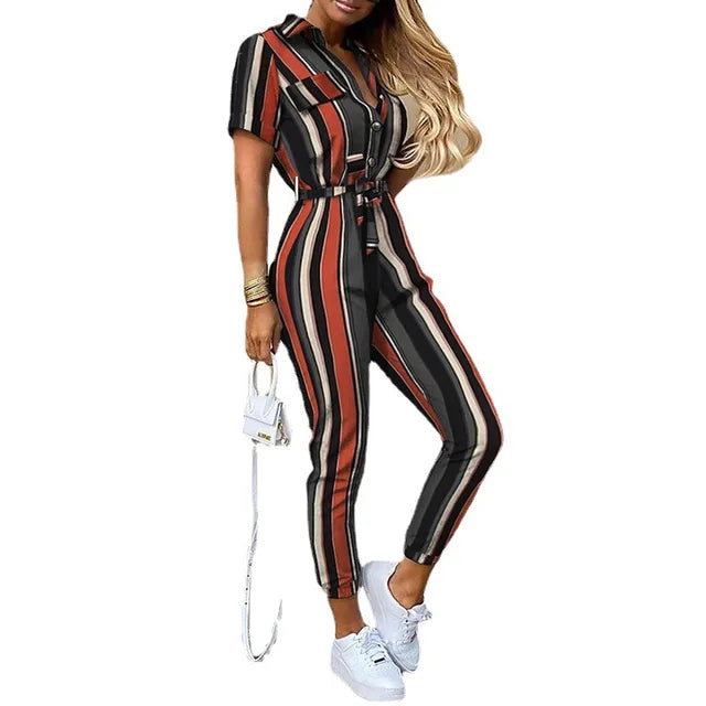Vrouwelijke Jumpsuit met Riem Vintage Stijl voor Alle Gelegenheden