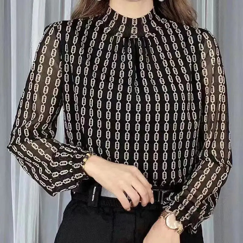 Heren T-shirt met Plaid Print en Halfhoge Kraag