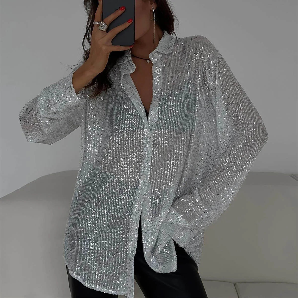 Glitter Blouse voor Dames Glamour Jurk