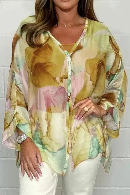 Vrouwelijke V-Hals Top Losse Fit Elegante Stijl