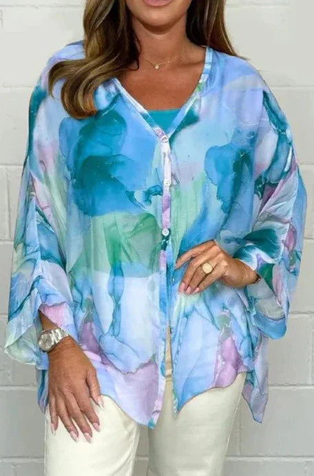 Vrouwelijke V-Hals Top Losse Fit Elegante Stijl