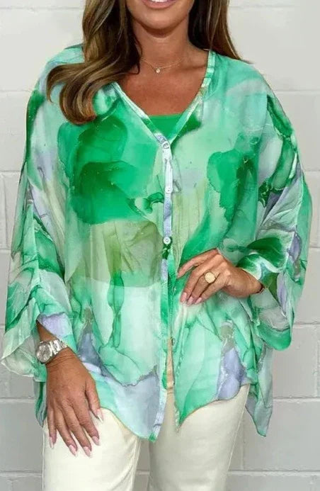 Vrouwelijke V-Hals Top Losse Fit Elegante Stijl
