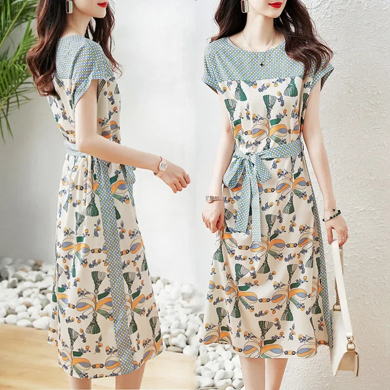 Zomerjurk Mid-Length Taille Vrouwelijk Artistiek Design
