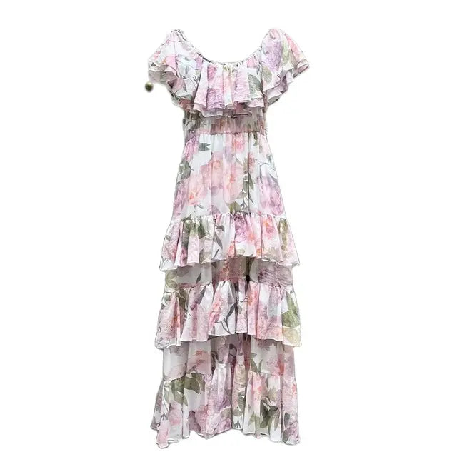 Bloemenjurk Zomerse Chiffon Ruches Jurk voor Vrouw - StudioMarella
