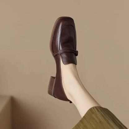 Leren Damesflats Vintage Stijl Comfortabel
