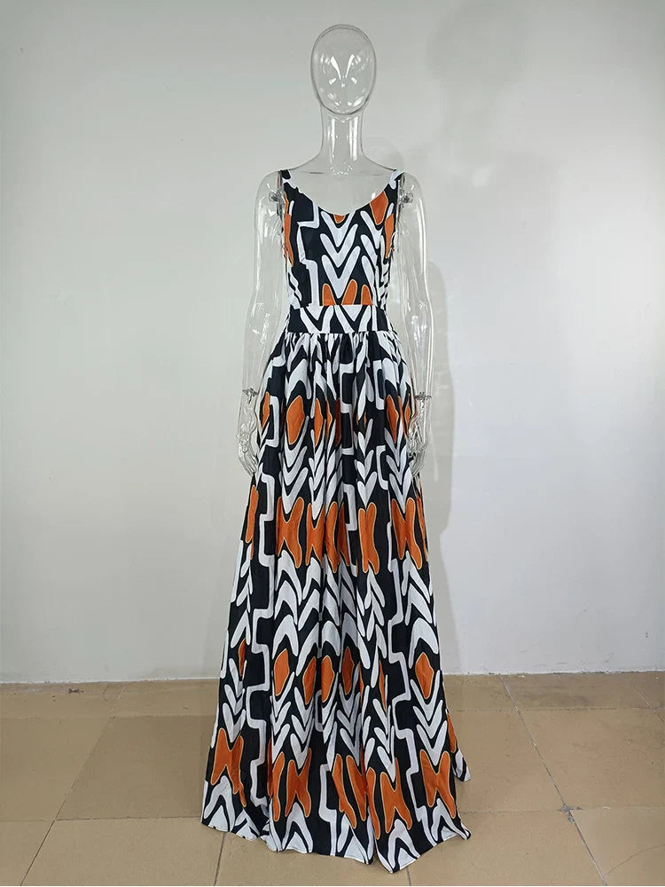 Boho Maxi Jurk Zomerse Vrouwenjurk met Bloemenprint