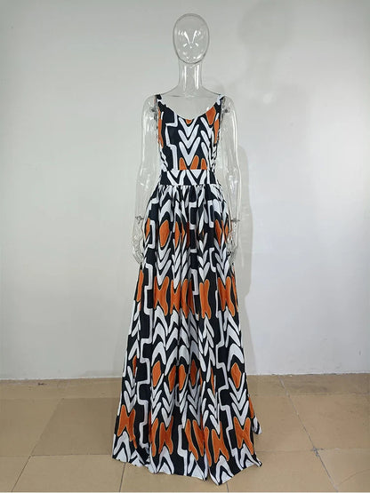 Boho Maxi Jurk Zomerse Vrouwenjurk met Bloemenprint