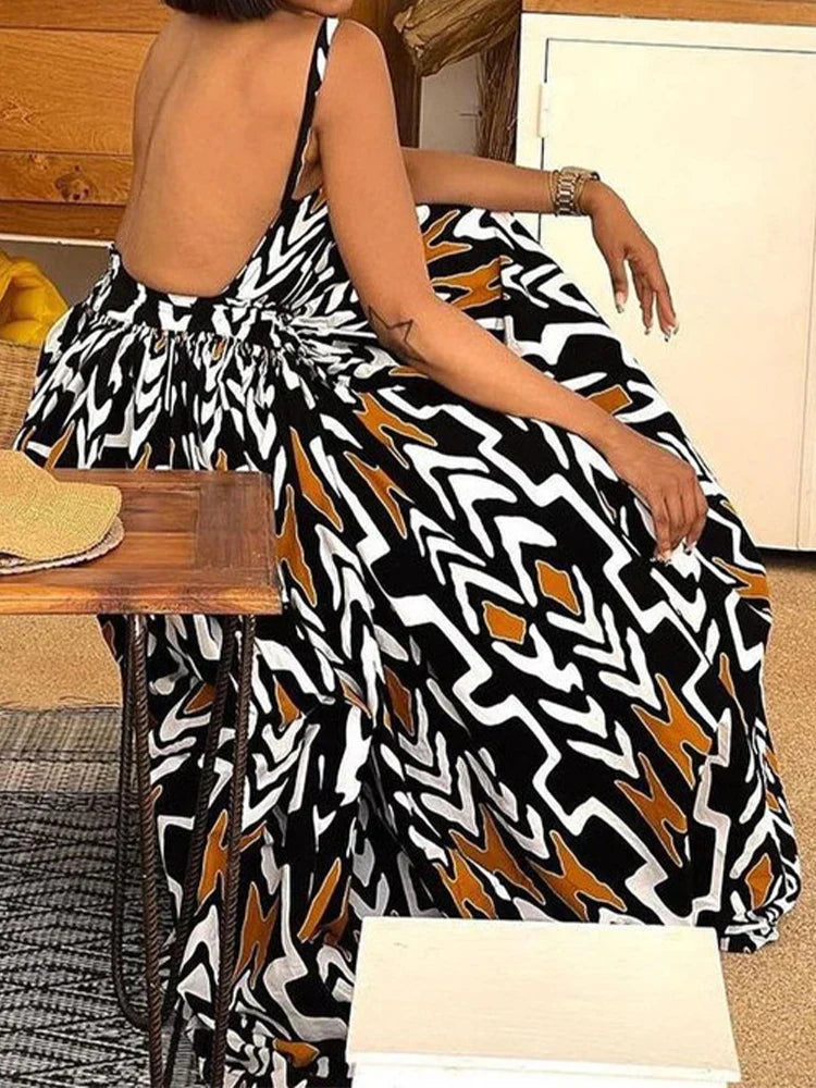 Boho Maxi Jurk Zomerse Vrouwenjurk met Bloemenprint