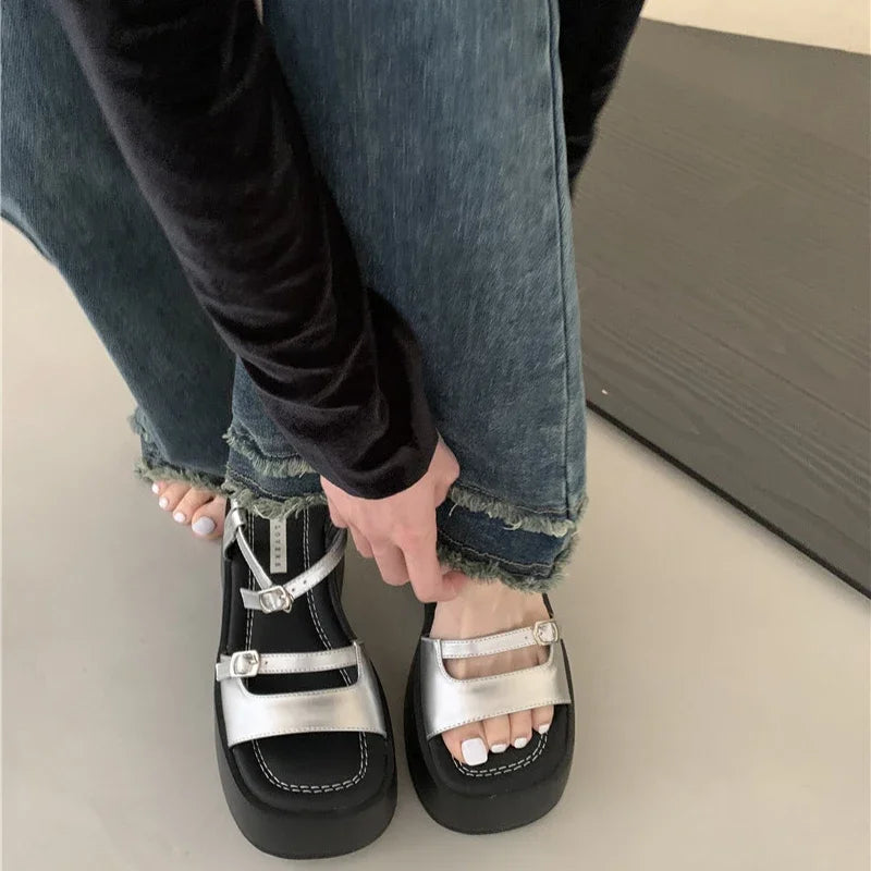 Gladiator Sandalen Zomer 2024 Hoge Hak Elegante Dames