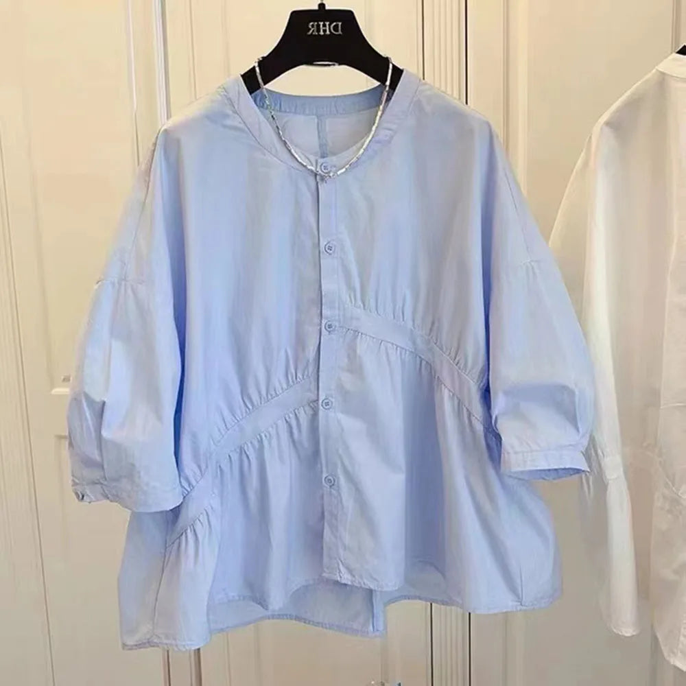 Zomerse Blouse Vrouw Casual Leuke Losse Pasvorm