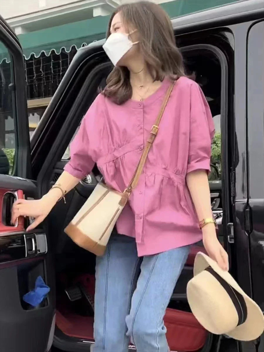 Zomerse Blouse Vrouw Casual Leuke Losse Pasvorm
