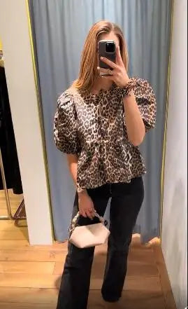 Luipaard Blouse voor Vrouw Modieus en Stijlvol