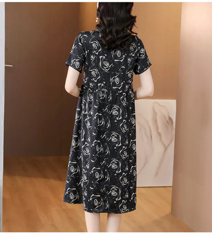 Zomerjurk van Zijde met Bloemenprint en Satijnen Look