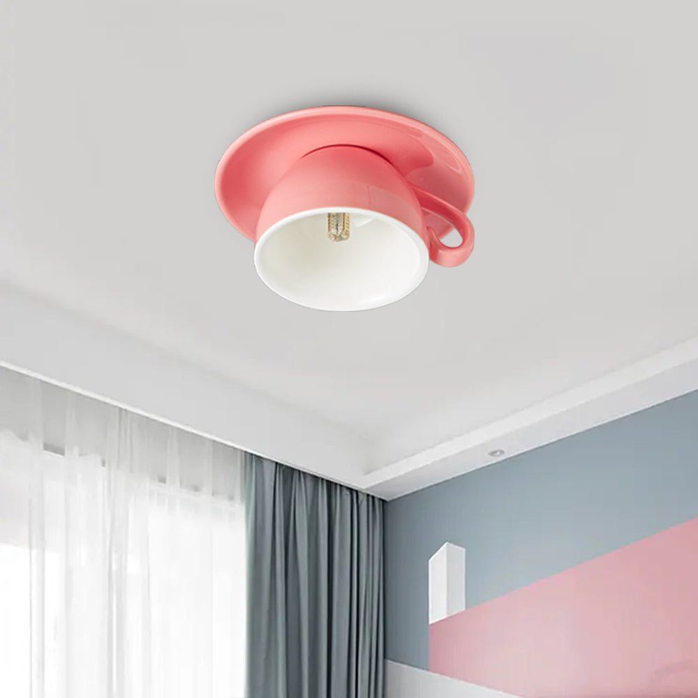 Plafondlamp Keramiek Koffiekop Vorm LED Blauw Roze Geel Slaapkamer Woonkamer Speels Design