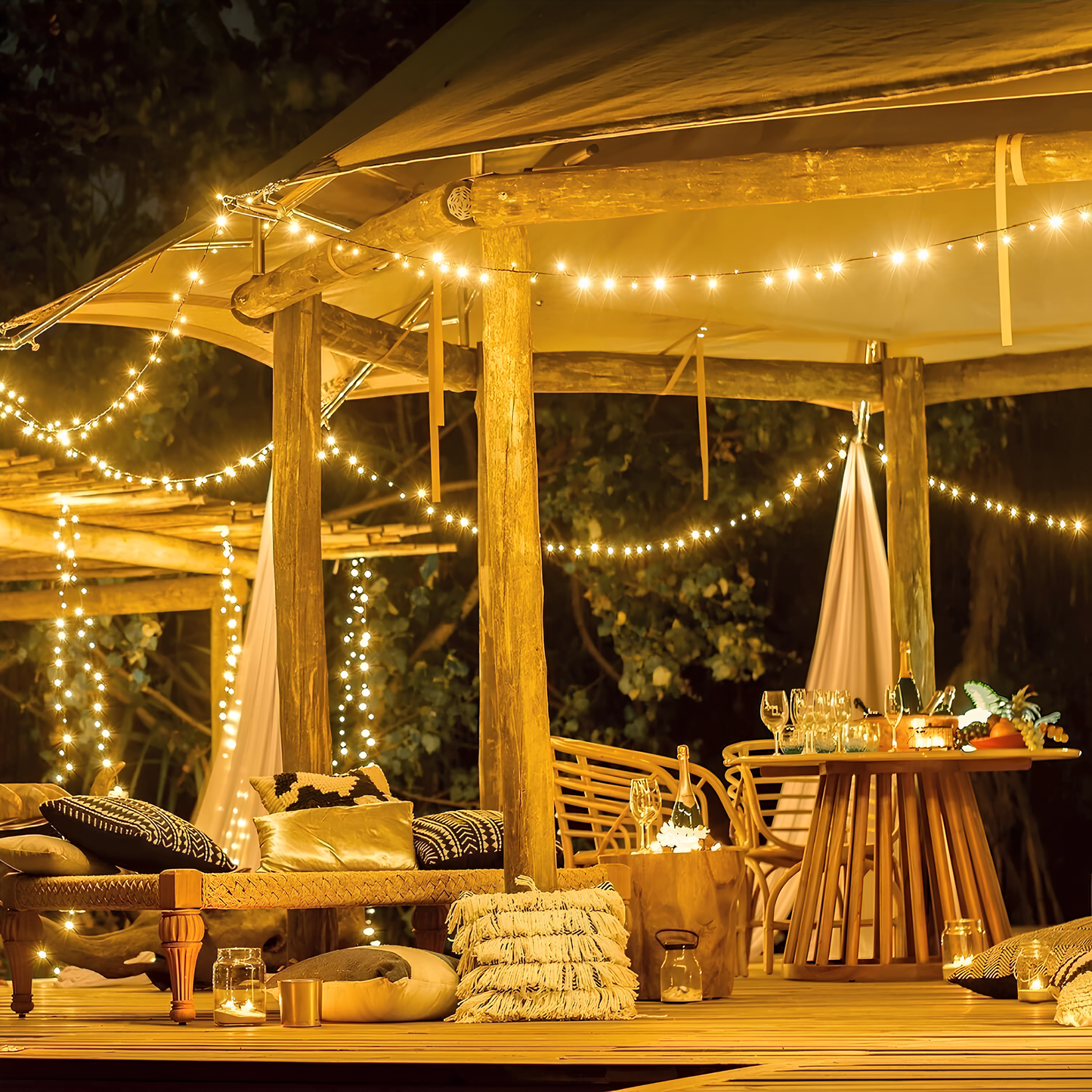 Solar LED Lichtsnoer Warm Wit Groene Koperdraad IP65 Waterdicht Voor Tuin Terras & Balkon