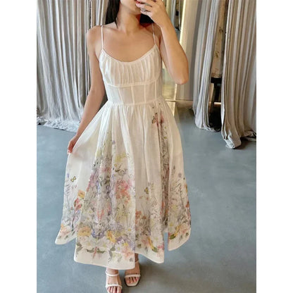 Retro Jurk met Gedrukt Bloemenpatroon voor Vrouw