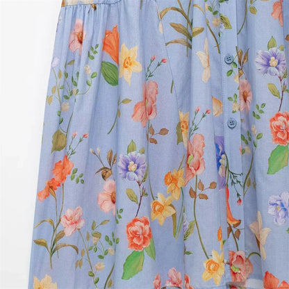Lange Bloemenjurk Vrouwelijke Zomerjurk Mooi Print