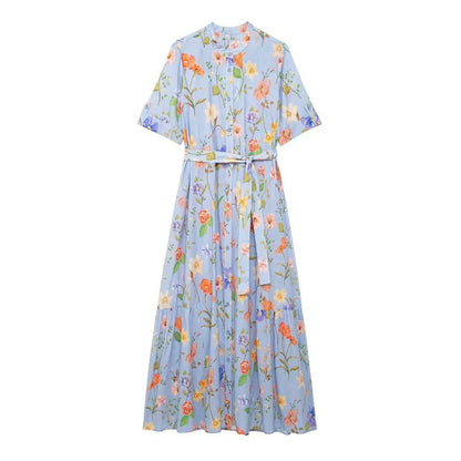 Lange Bloemenjurk Vrouwelijke Zomerjurk Mooi Print