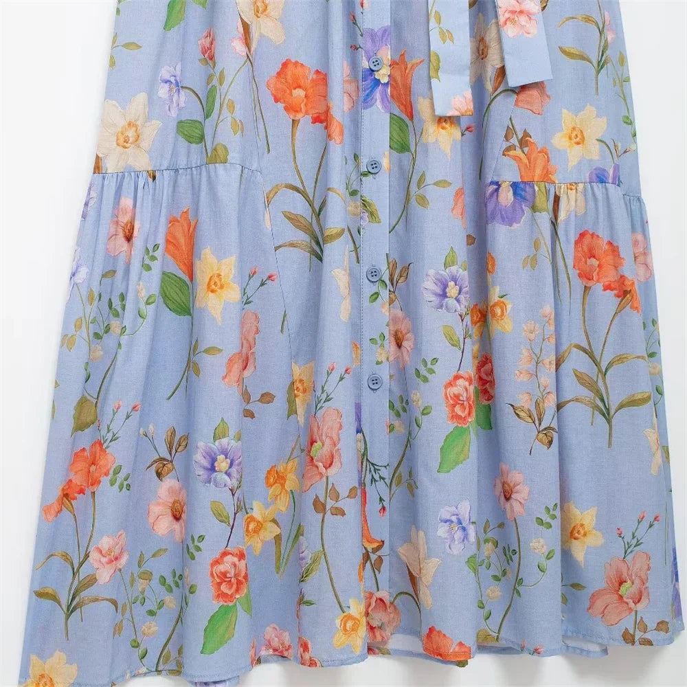 Lange Bloemenjurk Vrouwelijke Zomerjurk Mooi Print