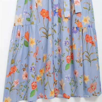 Lange Bloemenjurk Vrouwelijke Zomerjurk Mooi Print
