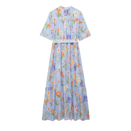 Lange Bloemenjurk Vrouwelijke Zomerjurk Mooi Print