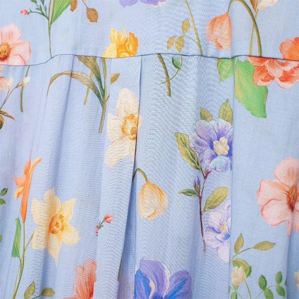 Lange Bloemenjurk Vrouwelijke Zomerjurk Mooi Print