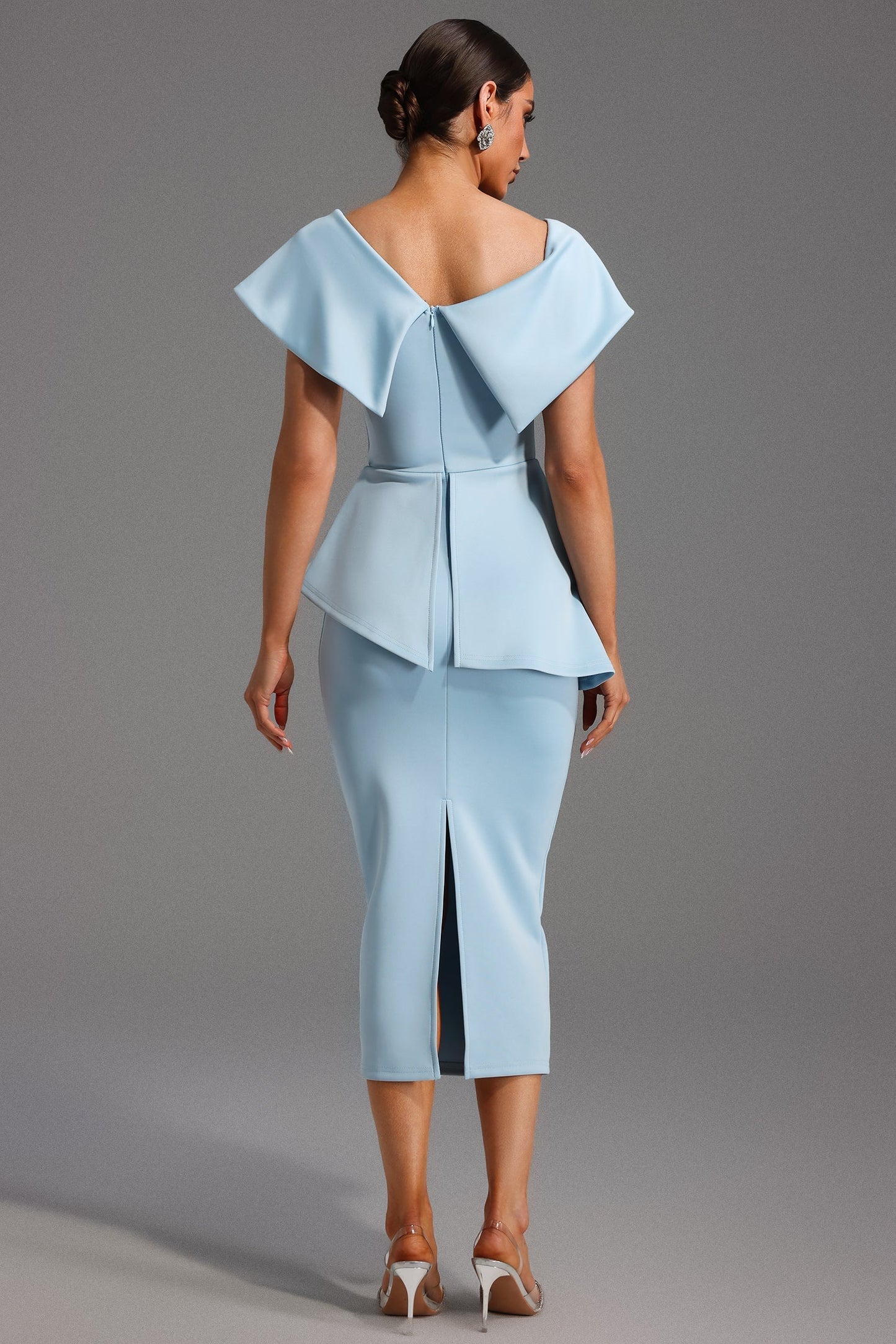 Midi Jurk Babyblauw Elegante Vrouwelijke Zomerjurk