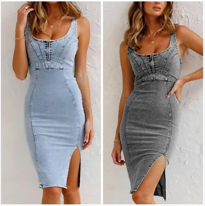 Daniela Blauwe Denim Jurk