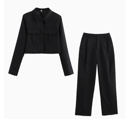 Tweedelige Set Dame High Waist Pantalon en Jasje