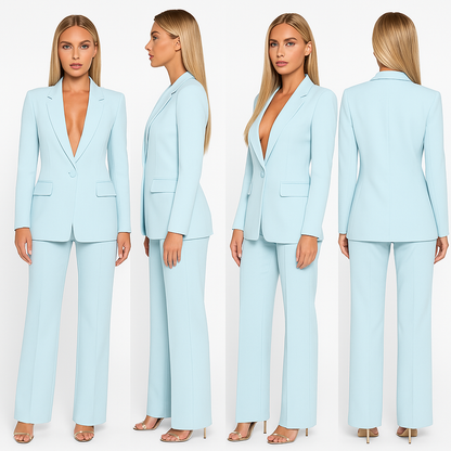 Dames Blazer Broek Set Tweedelig Klassiek Zakelijke Pak