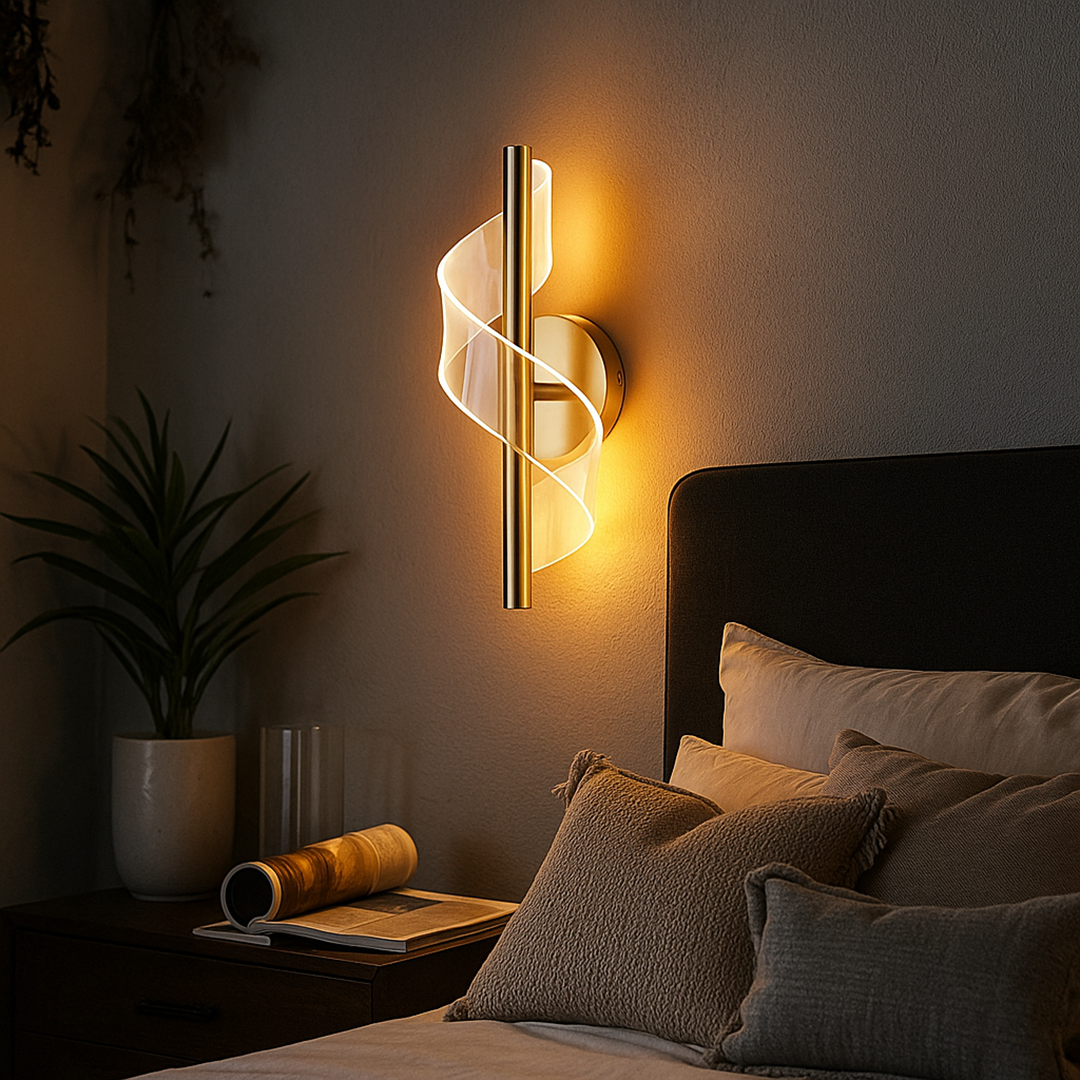 Wandlamp LED Spiraal Acryl Zwart Metaal Woonkamer Slaapkamer Gang Decoratieve Muurlamp Modern Sculpturaal
