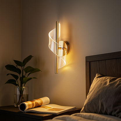 Wandlamp LED Spiraal Acryl Zwart Metaal Woonkamer Slaapkamer Gang Decoratieve Muurlamp Modern Sculpturaal