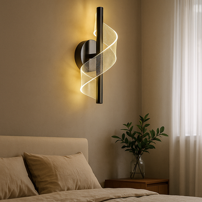 Wandlamp LED Spiraal Acryl Zwart Metaal Woonkamer Slaapkamer Gang Decoratieve Muurlamp Modern Sculpturaal
