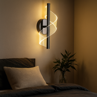 Wandlamp LED Spiraal Acryl Zwart Metaal Woonkamer Slaapkamer Gang Decoratieve Muurlamp Modern Sculpturaal