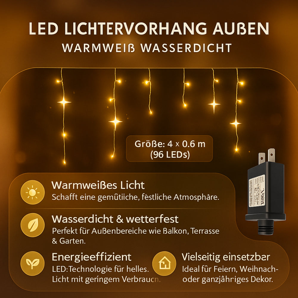 LED Lichtgordijn Buiten Warm Wit Waterdicht Sfeerverlichting Balkon Terras