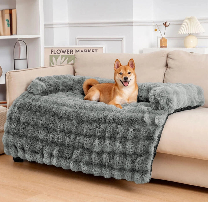 Pluche Hondenmand Sofa Beschermer Huisdiermat Antislip Bodem Wasbaar Comfort Rustplek – Grijs Koffie Tie-Dye