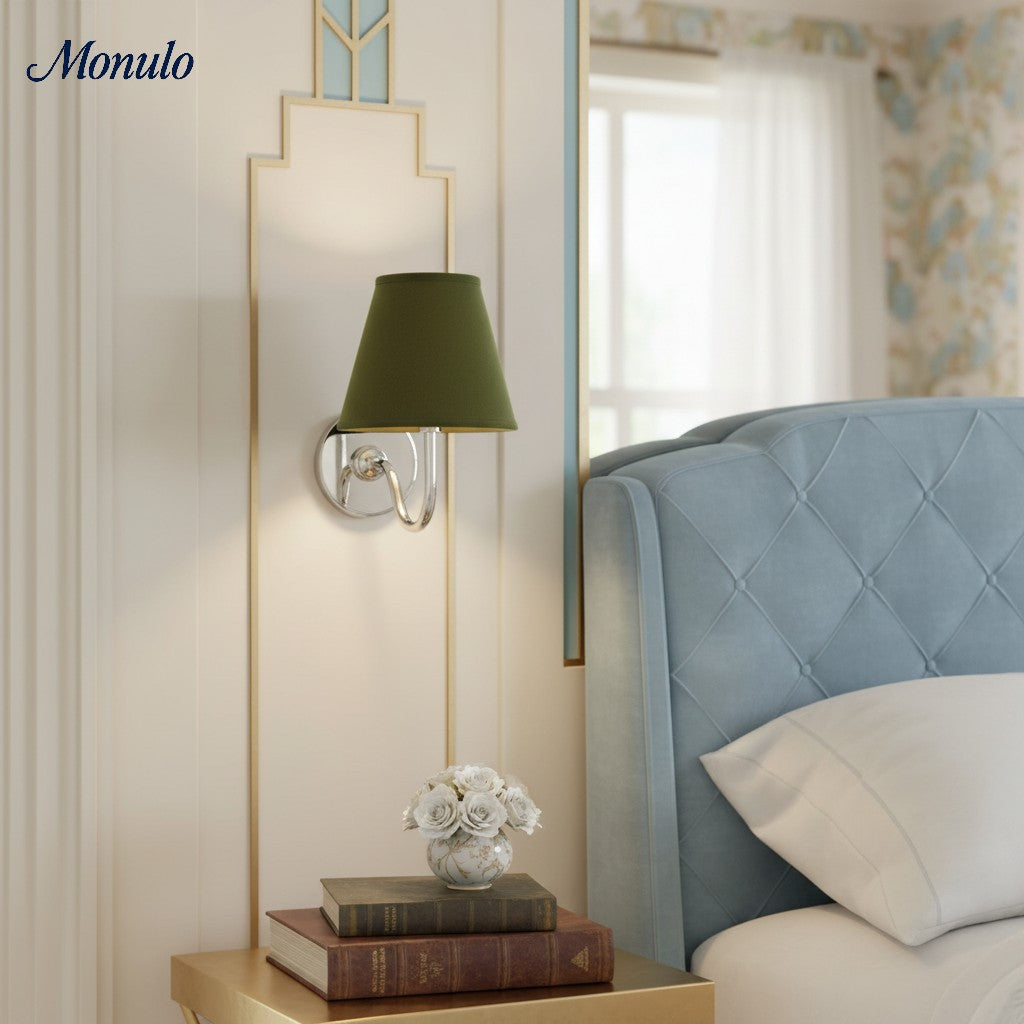 Wandlamp met Geplisseerde Stoffen Kap – Klassieke Verlichting voor Slaapkamer en Woonkamer