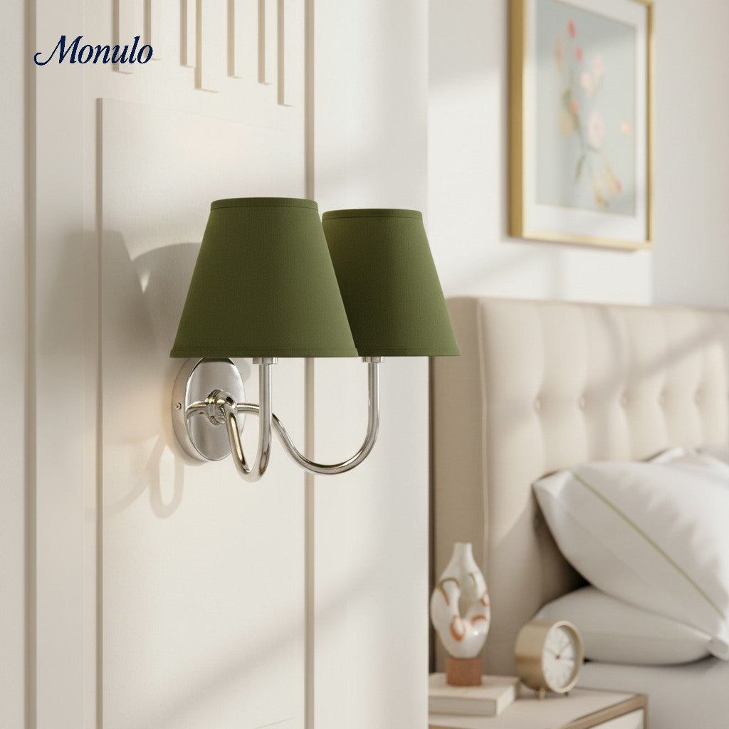 Wandlamp met Geplisseerde Stoffen Kap – Klassieke Verlichting voor Slaapkamer en Woonkamer