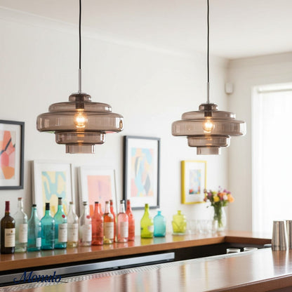Gekleurde Glazen Hanglamp met Verstelbare Ophanging – Moderne Lichtpunt voor Eetkamer Keuken Woonkamer