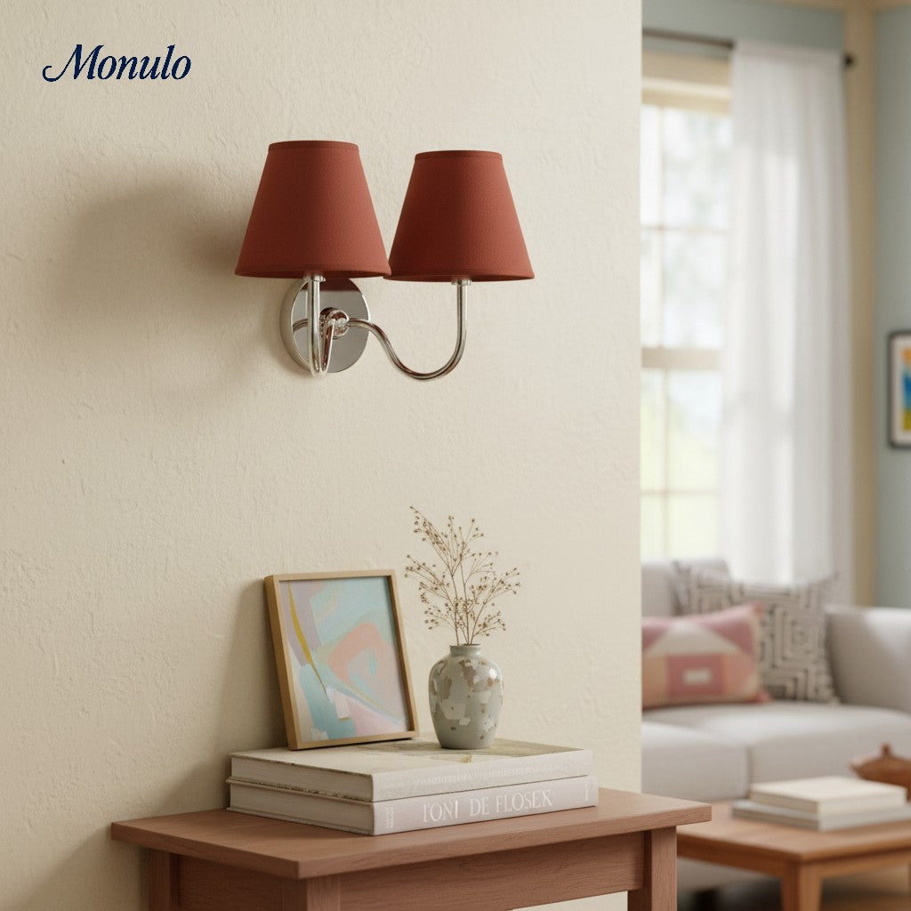 Wandlamp met Geplisseerde Stoffen Kap – Klassieke Verlichting voor Slaapkamer en Woonkamer