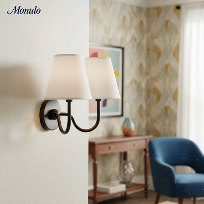 Wandlamp met Geplisseerde Stoffen Kap – Klassieke Verlichting voor Slaapkamer en Woonkamer