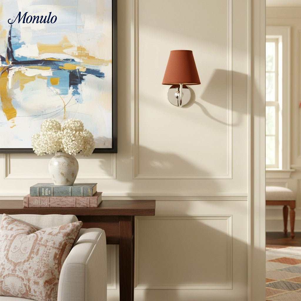 Wandlamp met Geplisseerde Stoffen Kap – Klassieke Verlichting voor Slaapkamer en Woonkamer
