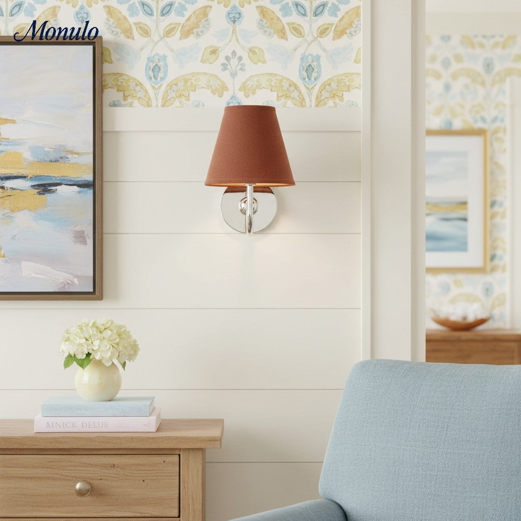 Wandlamp met Geplisseerde Stoffen Kap – Klassieke Verlichting voor Slaapkamer en Woonkamer