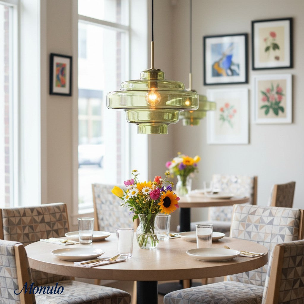 Gekleurde Glazen Hanglamp met Verstelbare Ophanging – Moderne Lichtpunt voor Eetkamer Keuken Woonkamer