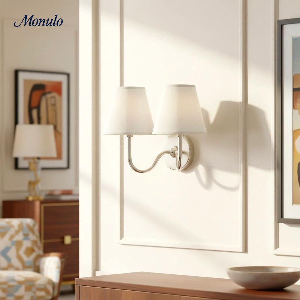 Wandlamp met Geplisseerde Stoffen Kap – Klassieke Verlichting voor Slaapkamer en Woonkamer