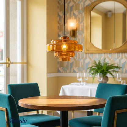 Gekleurde Glazen Hanglamp met Verstelbare Ophanging – Moderne Lichtpunt voor Eetkamer Keuken Woonkamer