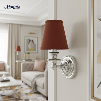 Wandlamp met stoffen kap en zwanenhalsarm – smeedijzeren armatuur met verstelbare leeslamp