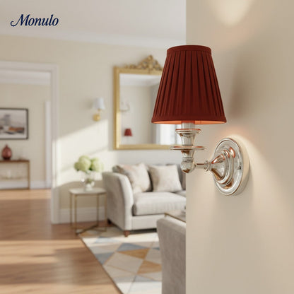 Wandlamp met stoffen kap en zwanenhalsarm – smeedijzeren armatuur met verstelbare leeslamp