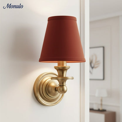Wandlamp met stoffen kap en zwanenhalsarm – smeedijzeren armatuur met verstelbare leeslamp