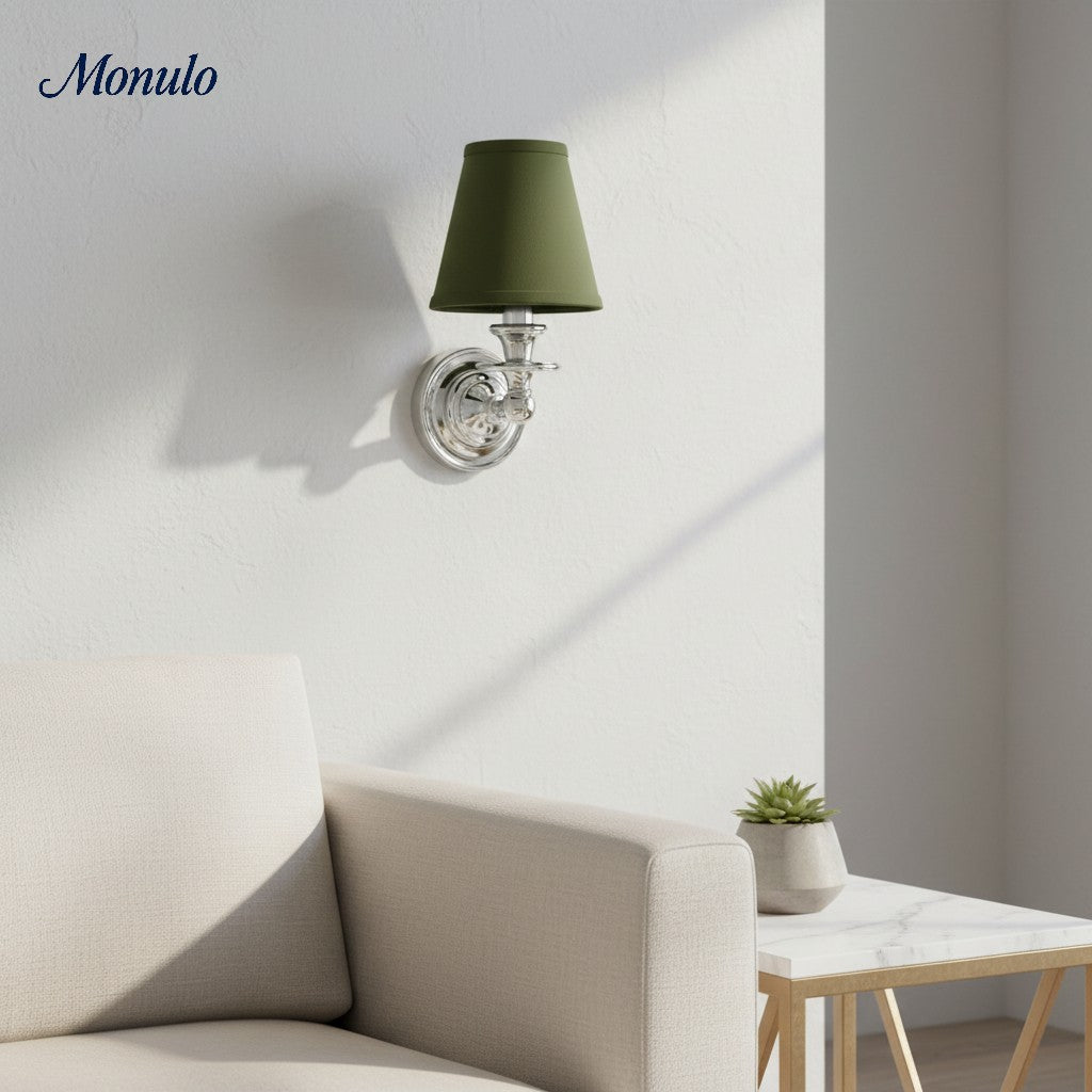 Wandlamp met stoffen kap en zwanenhalsarm – smeedijzeren armatuur met verstelbare leeslamp